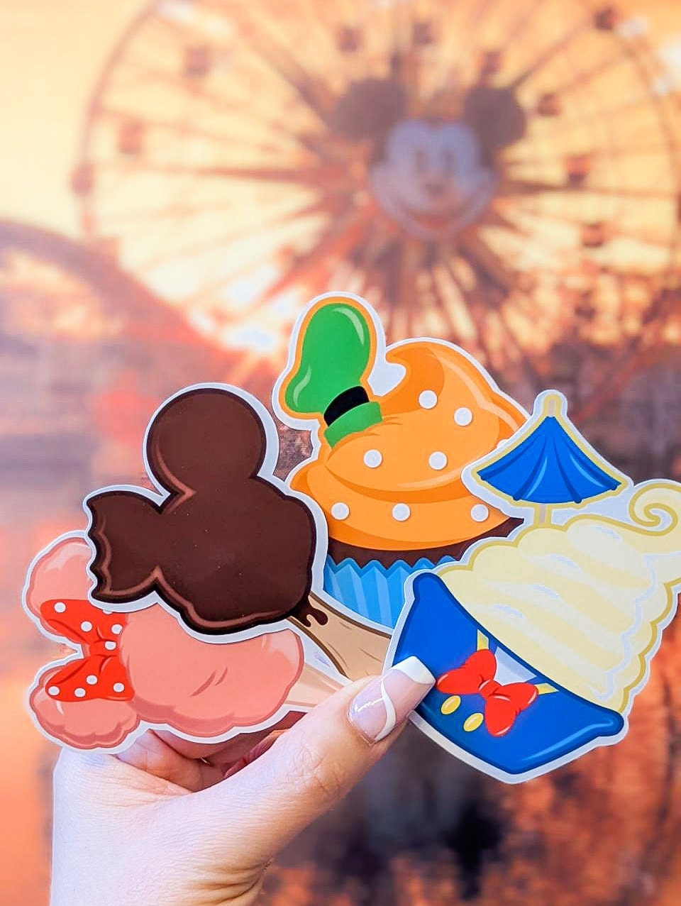 Disneyland Sweet Treat Sticker 4-pack, Disney stickers, Disneyland snacks, Mickey, Minnie, Donald Duck, Vinyl Stickers, Disneyland Stickers