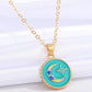 Dani Turquoise Enamel Crystal Moon Pendant Necklace