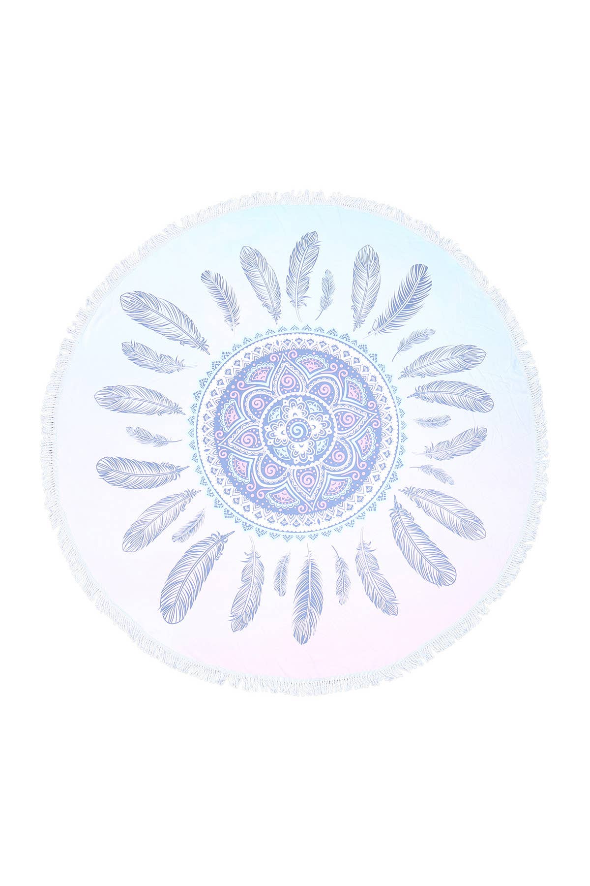 Mandala Feather Microfiber Round Tapestry Beach Blanket Towel