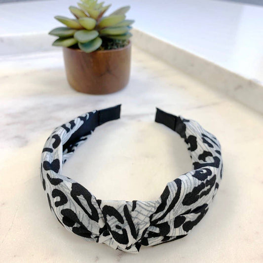 Lana Leopard Headband in Grey