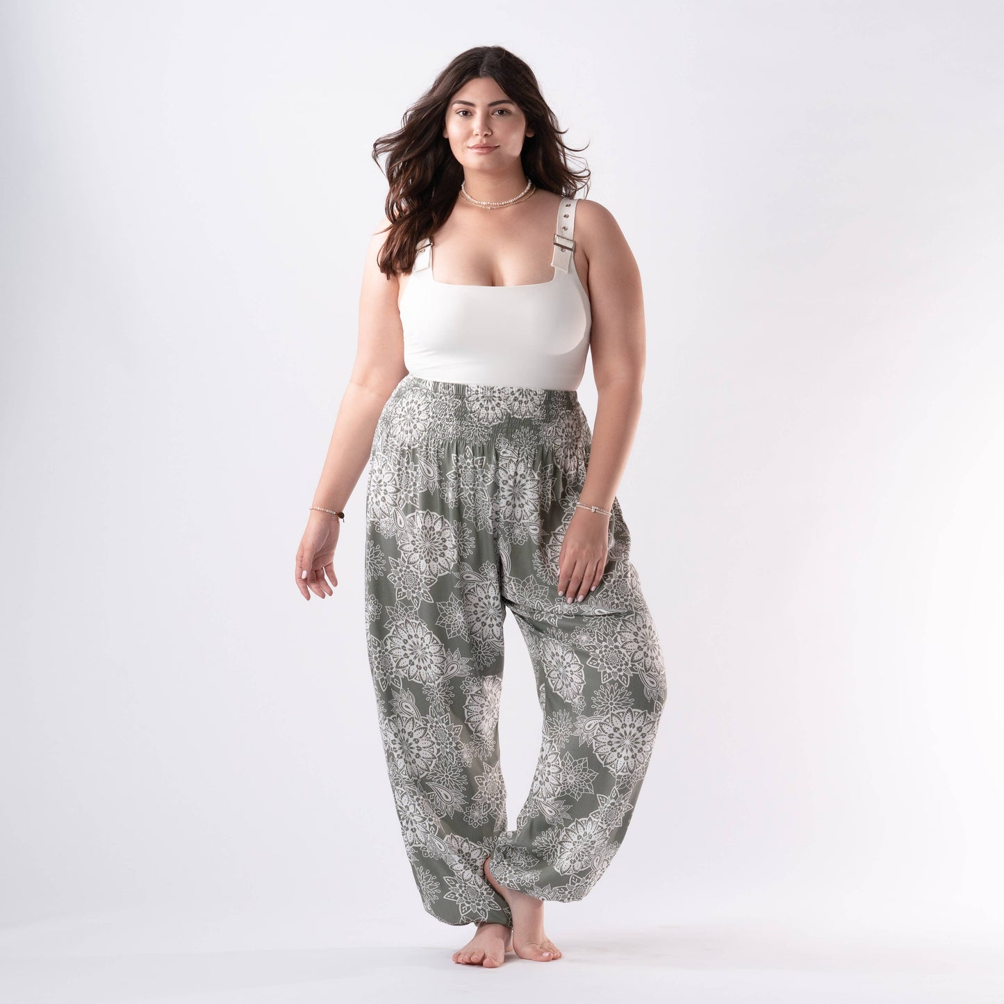 Curve Sicily Harem Pants in Fern Mandala