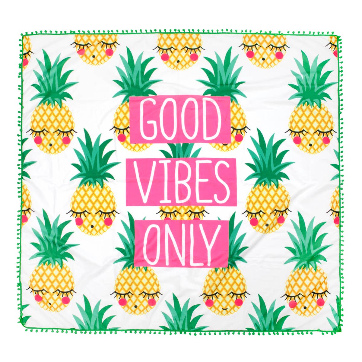 Square Pineapple Beach Towel- Good Vibes Only