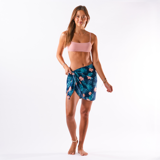 Kona Navy Blue Tropical Print Mini Sarong