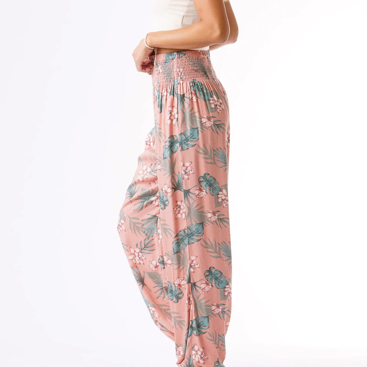 Coral & Moss Tropical Print Waimea Harem Pants