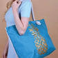 Teal and Gold Pineapple Ladies Tote Bag