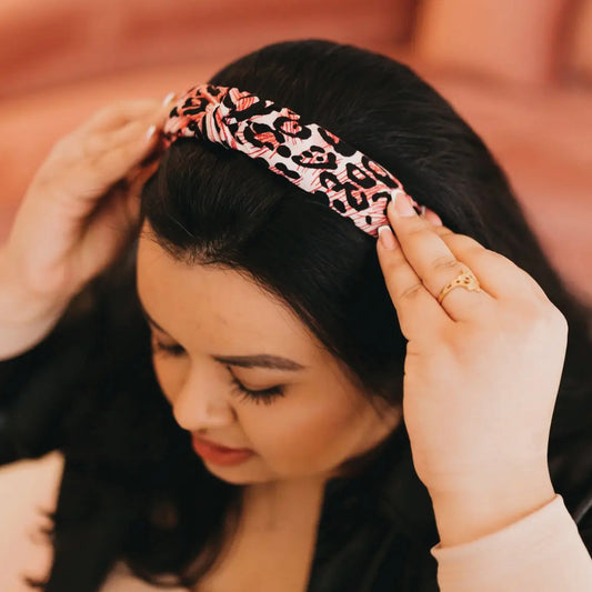 Lana Leopard Headband in Blush