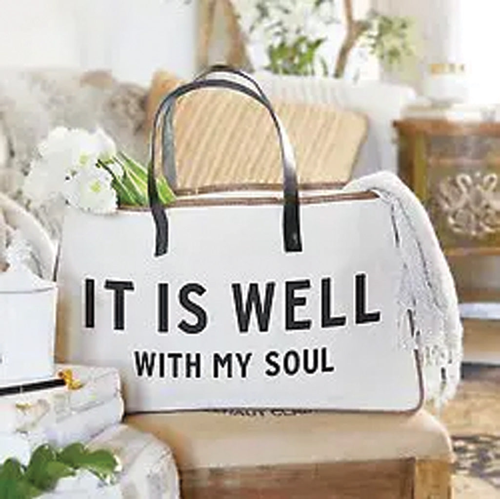 It Is Well Large Canvas Tote