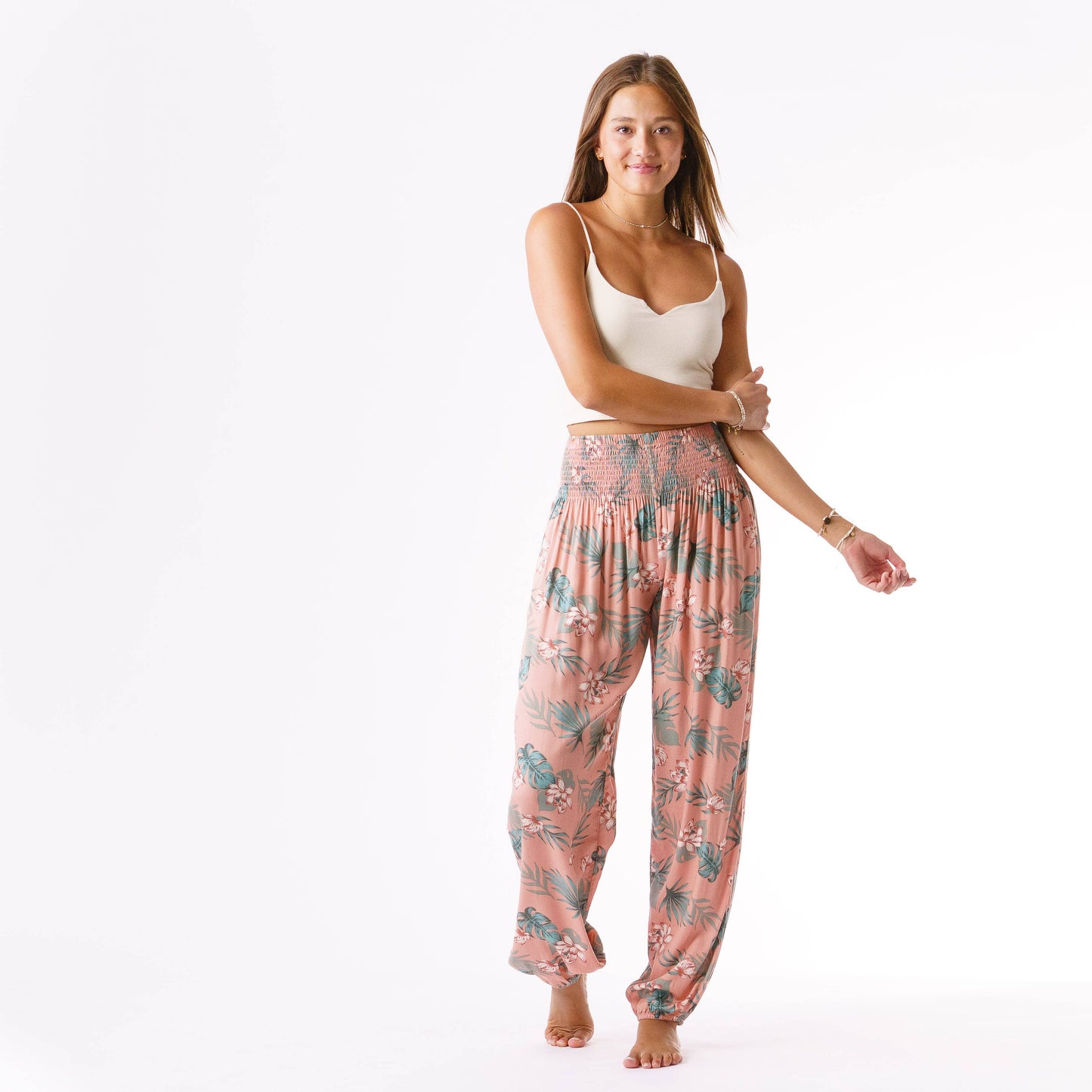 Coral & Moss Tropical Print Waimea Harem Pants