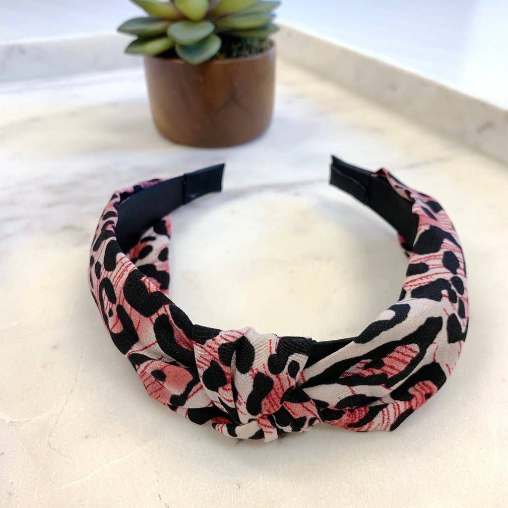 Lana Leopard Headband in Blush